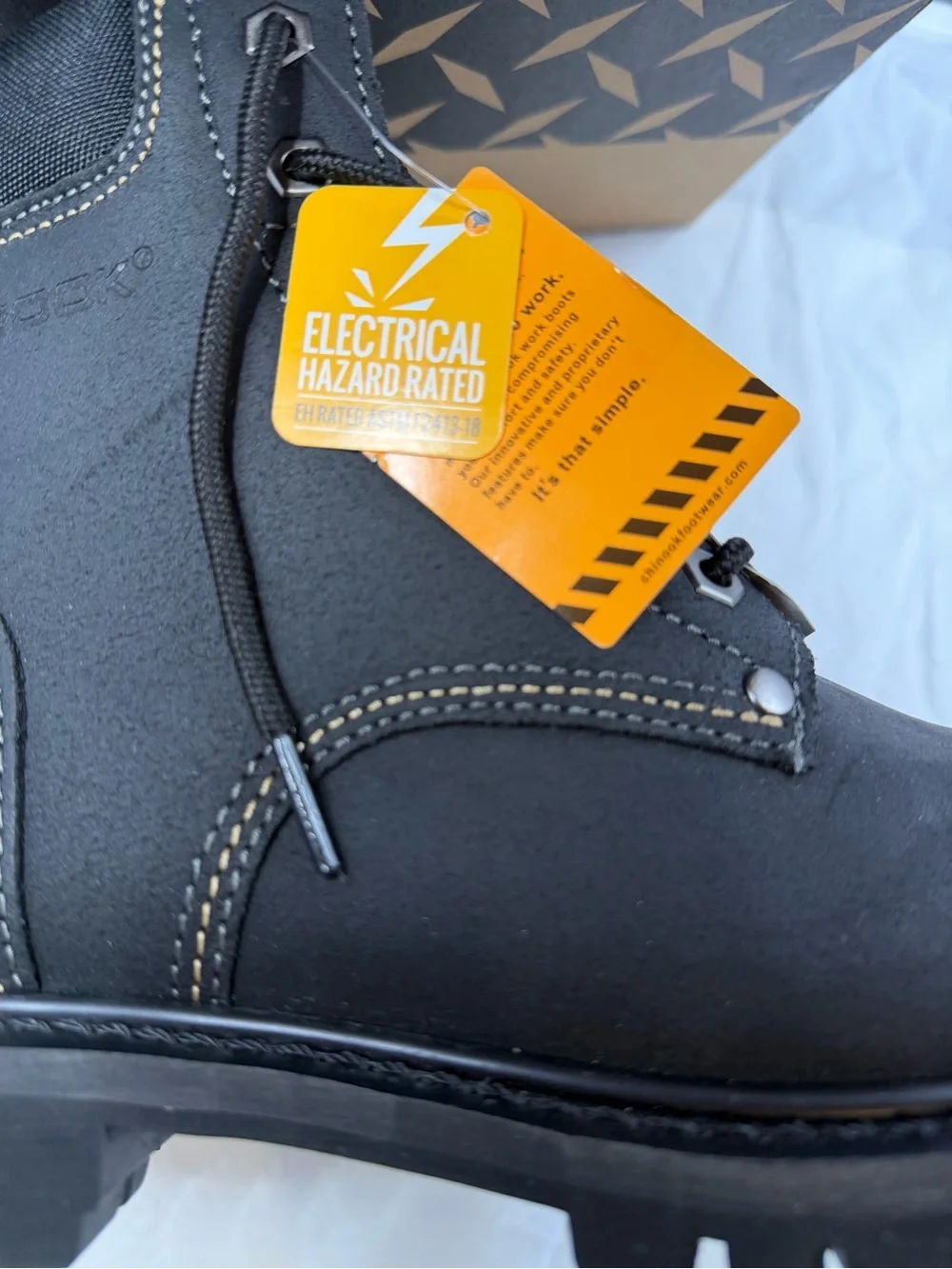 NWT AND BOX Men's Black Lace-Up Work Boots with Rugged Lug Sole 8.5